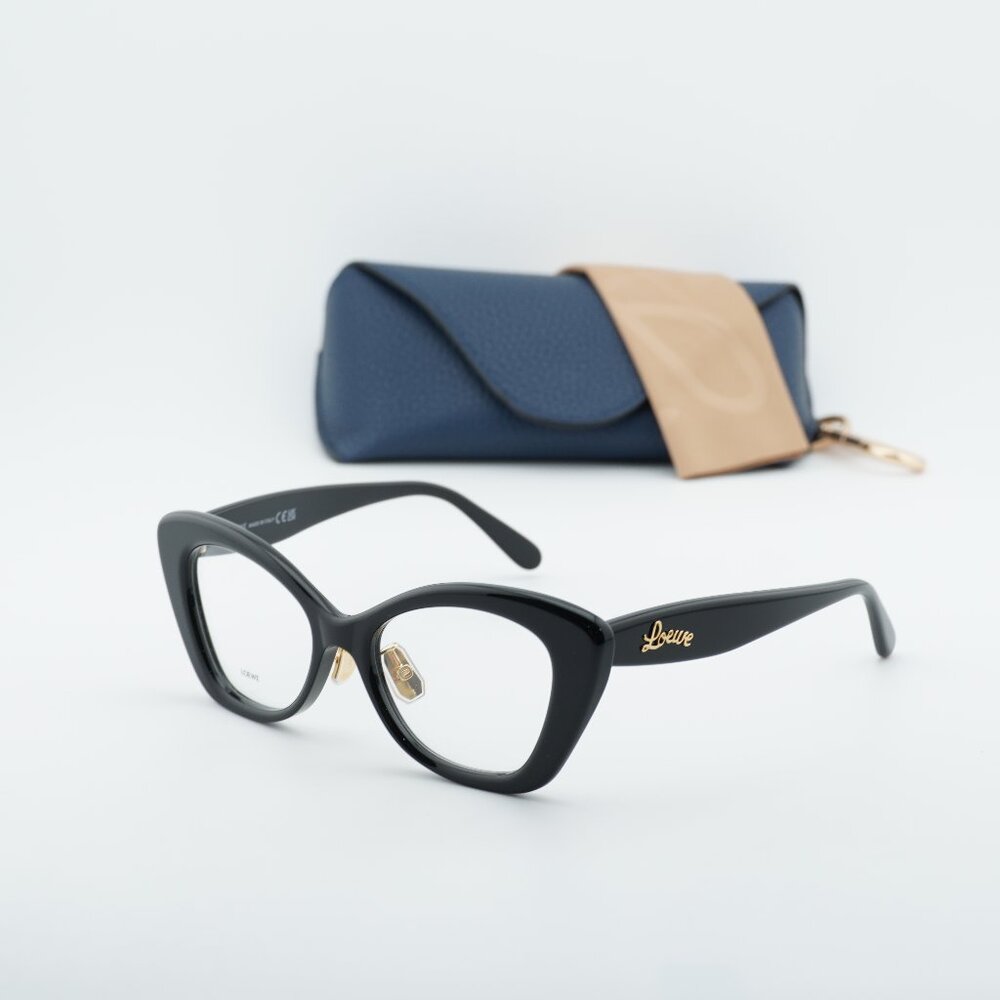 Loewe LW50067F 001 Cat Eye Eyeglasses - Shiny Black 52mm